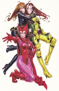 Black Widow and X-Men Rogue and Scarlet Witch bishoujo illustration by Shunya Yamashita