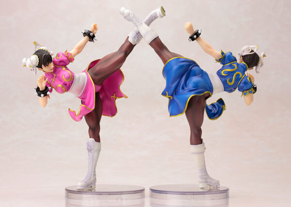 Street Fighter Pink and Blue Costume Chun-Li Bishoujo Statues from Kotobukiya and Capcom